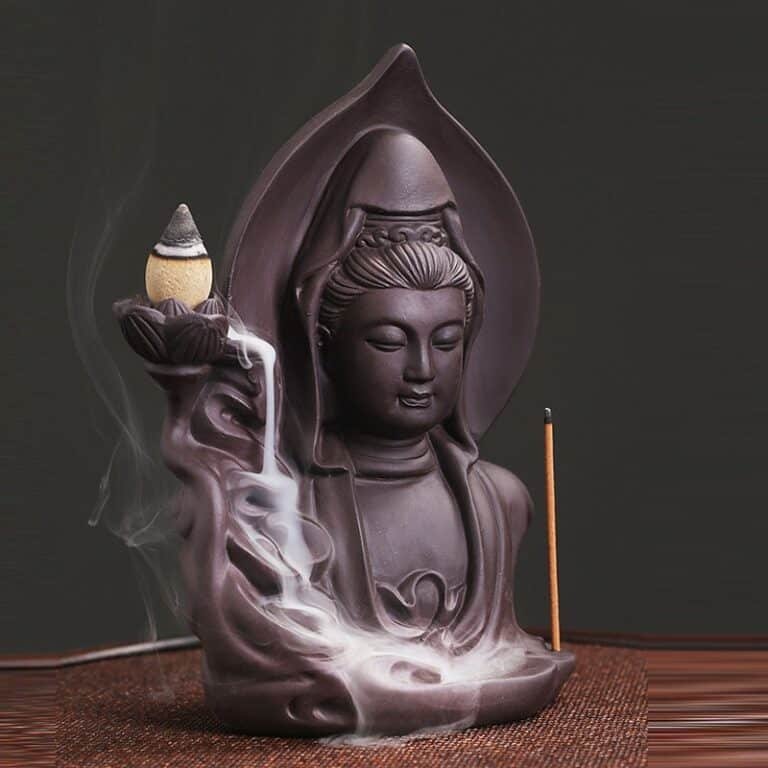 YXY – encensoir à reflux Guanyin, brûleur de Lotus violet sable, porte-encens en céramique, décoration de maison, ornements, cadeaux de noël, 2022 1