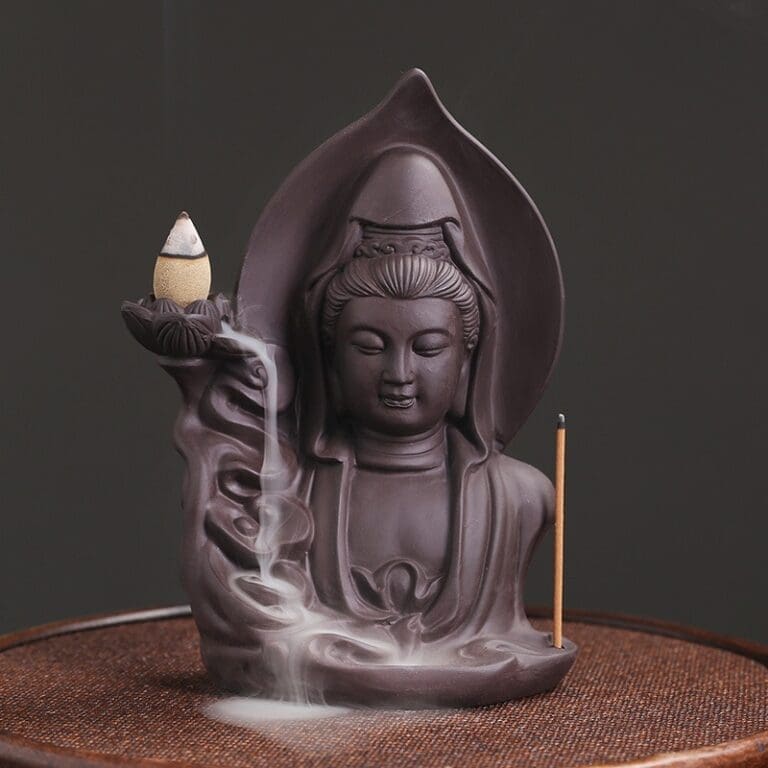 YXY – encensoir à reflux Guanyin, brûleur de Lotus violet sable, porte-encens en céramique, décoration de maison, ornements, cadeaux de noël, 2022 2