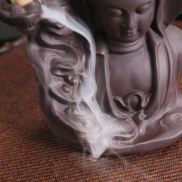 YXY – encensoir à reflux Guanyin, brûleur de Lotus violet sable, porte-encens en céramique, décoration de maison, ornements, cadeaux de noël, 2022 3