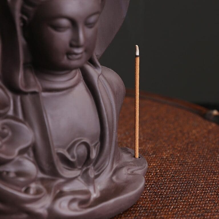YXY – encensoir à reflux Guanyin, brûleur de Lotus violet sable, porte-encens en céramique, décoration de maison, ornements, cadeaux de noël, 2022 4