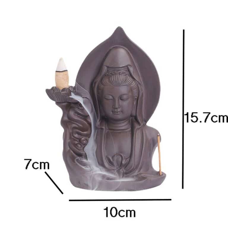 YXY – encensoir à reflux Guanyin, brûleur de Lotus violet sable, porte-encens en céramique, décoration de maison, ornements, cadeaux de noël, 2022 6