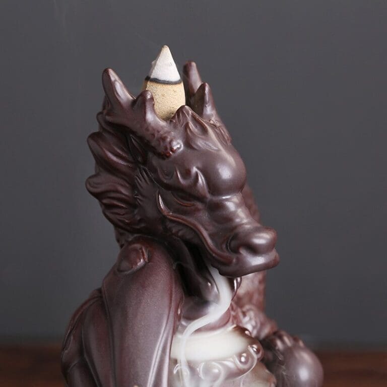 Brûleur d'encens à reflux Dragon en céramique, artisanal créatif fait à la main, support d'encens Zen, méditation de jardin, fumée, cascade d'encensoir, décor 3