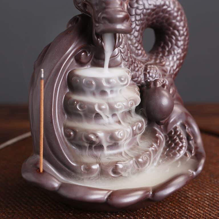 Brûleur d'encens à reflux Dragon en céramique, artisanal créatif fait à la main, support d'encens Zen, méditation de jardin, fumée, cascade d'encensoir, décor 4