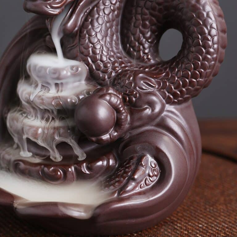 Brûleur d'encens à reflux Dragon en céramique, artisanal créatif fait à la main, support d'encens Zen, méditation de jardin, fumée, cascade d'encensoir, décor 5