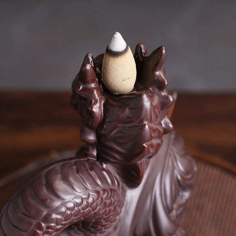 Brûleur d'encens à reflux Dragon en céramique, artisanal créatif fait à la main, support d'encens Zen, méditation de jardin, fumée, cascade d'encensoir, décor 6