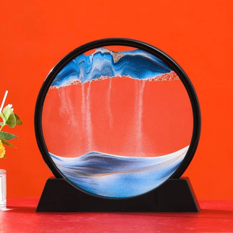 Verre rond 3D avec sablier, image d'art en mouvement, paysage de la mer profonde, affichage en mouvement, cadre de sable fluide, 7/12 pouces, pour la décoration de la maison 10