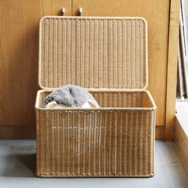 Panier en jonc de mer avec couvercle (coffre jonc de mer) 1