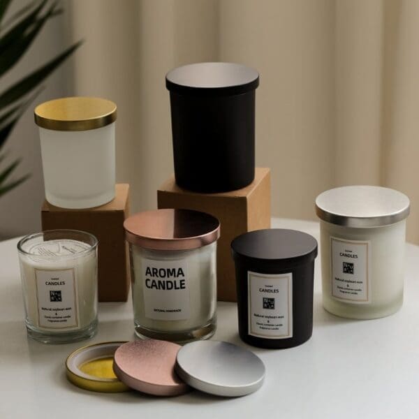Contenant pour bougie avec couvercle 5