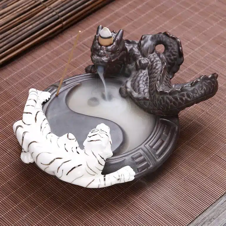 Porte encens yin yang dragon tigre 3