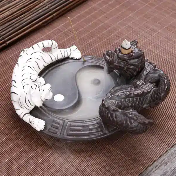 Porte encens yin yang dragon tigre